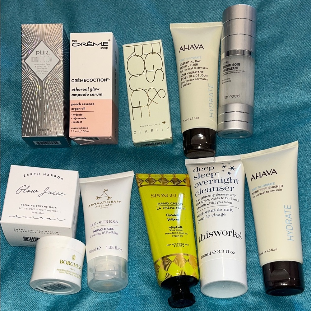 HUGE beauty bundle with full sized luxe skincare Pür, Ahava, Figs & Rouge
